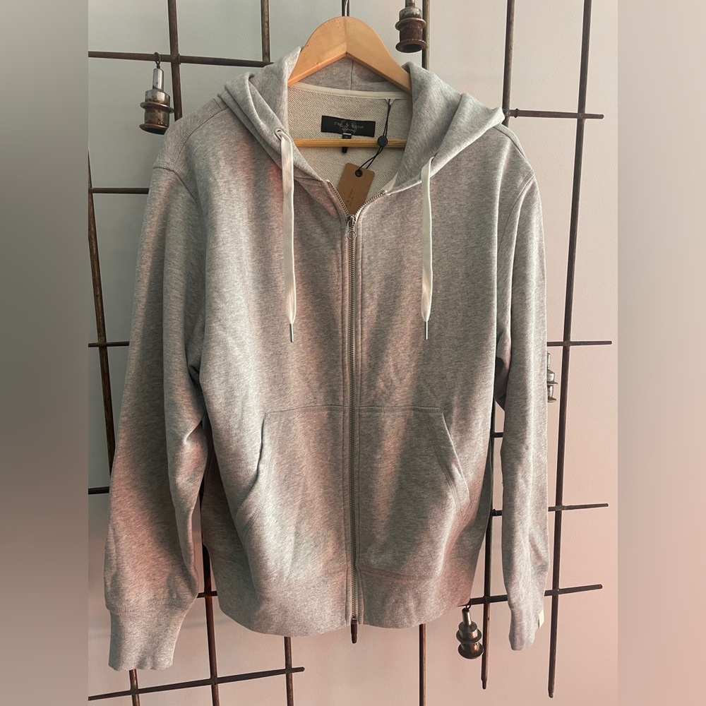 Rag and Bone Heather Grey Icon Zip Hoodie Size Medium New with Tags